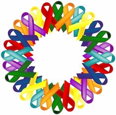 an image of multiple colored ribbons arranged in a circle