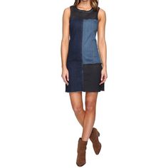 Stylish Dress Boasts A Flattering Denim Color Block Design With Raw Edges Along The Neckline And Hem. Sheath Silhouette. Round Neckline. Sleeveless Construction. Back Zip Closure. Straight Hemline. 98% Cotton, 2% Elastane. Machine Wash Cold And Tumble Dry Low. Imported. Bust: 32.5" Waist: 34" Hips: 36.5" Length: 35" Medium Wash Patchwork Denim Dress, Casual Patchwork Dark Wash Dresses, Summer Dark Wash Patchwork Dresses, Summer Patchwork Dark Wash Dresses, Fitted Mini Dress With Frayed Hem, Medium Wash Patchwork Summer Dress, Summer Patchwork Medium Wash Dress, Spring Patchwork Dark Wash Dress, Fitted Denim Patchwork Dress