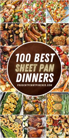 a collage of different images with the words'100 best sheet pan dinners '