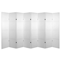 a white room divider with six panels