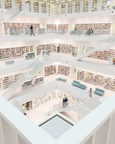 an aerial view of a large library filled with books