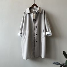 F00253040-104 Spring Trench Coat, Casual Trench Coat, Korean Casual, Trench Coats Women, Casual Coat, Trench Coats, Casual Fits, Light Beige, Full Sleeve