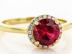 Bella Luce ® lab created ruby and white diamond simulant 1.80ctw round, Eterno™ 18k yellow gold over sterling silver ring. Measures approximately 0.75" l x 0.31" W and is not sizeable. Diamond Simulant, White Diamond, Sterling Silver Ring, Heart Ring, Silver Ring, Sterling Silver Rings, Cubic Zirconia, Ruby, Lab