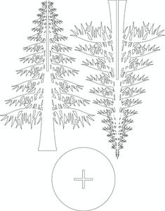 a cross and some trees are in the middle of this coloring page for children to color