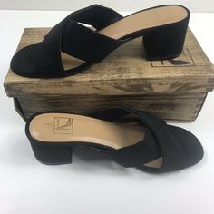 N Demand Womens Size 8 Shoes Low Heel Sandal Black Slip On Please Feel Free To Ask Questions. Low Heel Sandals, Low Heel Shoes, Black Sandals Heels, Black Slip Ons, Low Heels, Black Sandals, Women's Shoes Sandals, Shoes Sandals, Sandals Heels