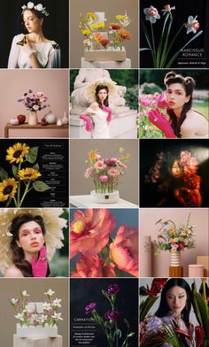 a collage of photos with flowers in them