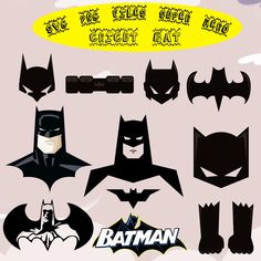 batman cut outs are shown in various shapes and sizes