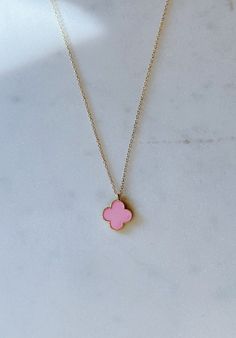 24k gold-plated enamel clover charm on a 14k gold-plated or 14k gold-filled chain. Necklaces are 16 inches in length with a 2 inch extender chain. Preppy Clover Necklace, Preppy Gold Jewelry, Preppy Necklaces, Surf Jewelry, Lucky Charm Necklace, Preppy Jewelry, Cheap Necklaces, Clover Charm, Jewelry Accessories Ideas