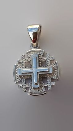 NEW Jerusalem Crusaders Crucifix Cross Pendant SterlingSilver Plated White Gold Gold Cross, Snake Chain, Gold Plate, Spirituality, Plating