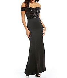 Aidan Aidan Mattox Off-The-Shoulder Sequin Gown Women's Formal Dresses, Aidan Mattox, Cozy Loungewear, Daytime Dresses, Sequin Gown, Junior Dresses, Dress Cuts, Dillard's, Mermaid Formal Dress