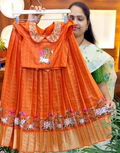 Butterfly Hands For Long Frocks, Latest Pattu Pavadai Designs, Pattu Pavadai Designs