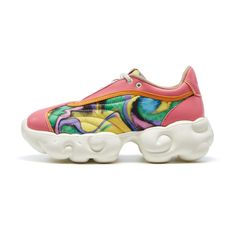 UIN Footwear Women Psychedelic Cloud II Women Canvas loafers Multicolor Custom Sneakers With Contrast Sole For Streetwear, Dynamic Multicolor Sneakers For Streetwear, Summer Athleisure Sneakers For Sports, Athleisure Summer Sports Sneakers, Multicolor Custom Sneakers With Contrast Sole For Sports, Pink Chunky Sneakers With Contrast Sole For Streetwear, Multicolor Custom Sneakers For Sports With Contrast Sole, Casual Pink Running Shoes With Contrast Sole, Custom Multicolor Sneakers For Sports With Contrast Sole