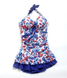 Women Strawberry Swim Dress, Vintage Strawberry Print Halter Swimsuit, Strawberry SwimsuitMaterial:polysterStyle:sweetFeatures:strawberryColor:blueSize(cm):M,L,XL ,2XL 1inch=2.54cmM:bust:70ABC,recommended weight:40kg-50kg<p>L:bust:75ABC,recommended weight:50kg-57kg</p><br/><p>XL:bust:80ABC，recommended weight:57kg-64kg</p><br/><p>2XL:bust:80C90AB，recommended weight:65kg-70kg</p><br/><p>Note:Due to different measurement methods,there will Fitted Cherry Print Swimwear For Spring, Summer Strawberry Print Swimwear, Spring Strawberry Print Swimwear, Summer Beach Dress With Strawberry Print, Summer Beach Dress With Fruit Print, Strawberry Print Swimwear For Spring Beach, Spring Strawberry Print Swimwear For Beach, Cherry Print Swimwear For Vacation, Cherry Print Swimwear For Spring And Summer