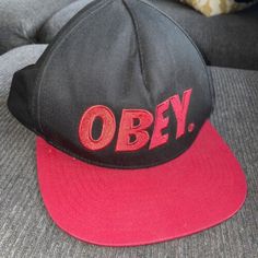 OBEY Hat Black Red Embroidered Logo Snapback Cap Adult One Size | eBay Red Snapback Cap With Logo Patch, Red Snapback Hat With Logo Patch, Red Snapback Hat With Logo Patch For Streetwear, Red Fitted Hat For Streetwear, Adjustable Red Baseball Cap With Logo Patch, Red Dad Hat For Streetwear, Red Adjustable Dad Hat For Streetwear, Adjustable Red Dad Hat For Streetwear, Red Letter Print Baseball Cap For Streetwear