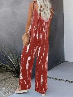 Multicolor Maxi-length Jumpsuits And Rompers For Beach, Tropical Print V-neck Jumpsuits And Rompers For Beach, Multicolor V-neck Jumpsuits And Rompers With Tropical Print, Casual Tropical Print V-neck Jumpsuits And Rompers, Multicolor Printed Maxi-length Jumpsuits And Rompers, Jumpsuit With Pockets, Fall Care, Peacock Blue, Wide Leg Jumpsuit