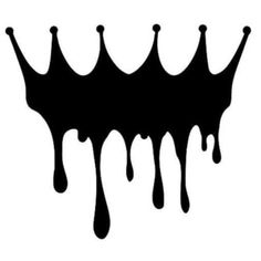 black paint dripping down the side of a white wall with three crowns on top of it