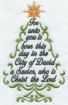 a christmas tree with the words for unto you is born this day in the city of david