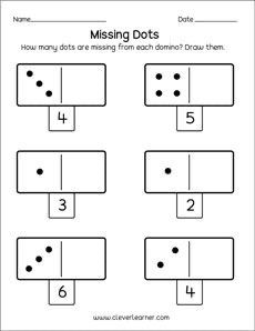 missing dots worksheet for kids to practice numbers and subtractions in the classroom