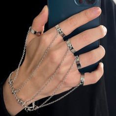 Emo Mode, Neo Gothic, Finger Bracelets, Set Couple, Hip Hop Chains, Rings Style, Wrist Bracelet, Hand Accessories, Trendy Ring