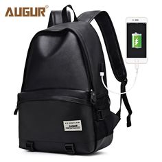 AUGUR PU Leather USB Charger Outdoor Travel Backpack Men Women Bag - Black - 5B51662112 - Bags, Men's Bags, Men's Backpacks  #MensBackpacks #Bags # #Men's #Bags # #Men's #Backpacks Men's Backpacks, Camouflage Backpack, Mens Backpack Travel, Backpack Reviews, Laptop Bag For Women, Luggage Bags Travel, Diaper Bag Backpack, Men's Bags, Backpack Travel Bag