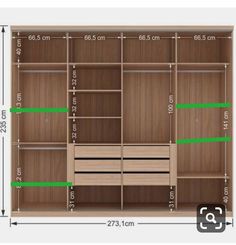 the measurements for a closet with drawers and shelves