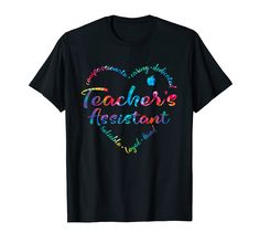 teacher's assistant t - shirt with colorful heart