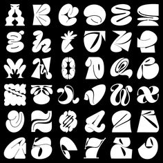 the letters and numbers are made up of different shapes, including one letter in white on a black background