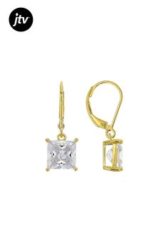 Bella Luce �� white diamond simulant 7.02ctw square, Eterno��� 18k yellow gold over sterling silver earrings. Measure approximately 0.94"L x 0.31"W and have leverback backings. The diamond equivalent weight is 4.80ctw. 14k Gold Jewelry With Diamond Accents And Square Cut, Classic Rectangular Cubic Zirconia Jewelry, Rectangular Cubic Zirconia Earrings With Diamond Accents, Square Cut Cubic Zirconia Earrings With Diamond Accents, Elegant Square Cubic Zirconia Jewelry, Elegant Rectangular Hypoallergenic Jewelry, Elegant Hypoallergenic Rectangular Jewelry, Classic Rectangular Cubic Zirconia Earrings, Classic Square Cubic Zirconia Jewelry