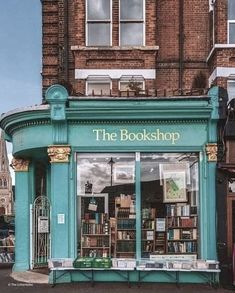 the bookshop is located in an old brick building