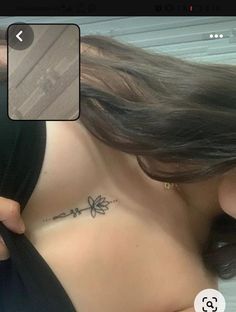 Between Chest Tattoo, Women Chest Tattoo Ideas, Chest Tatoos Woman, Tattoos On Chest For Women, Tattoo Below Breast, Colorbone Tattoos Women, Chest Tats For Women, Tatoos Woman Chest, Chest Flower Tattoo