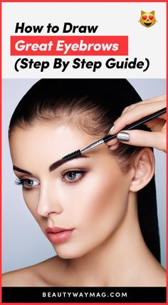 a woman is getting her eyebrows done with the words how to draw great eyebrows step by step guide