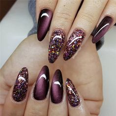 Burgundy Nail Designs, Her Nails, Gel Nail Colors, Burgundy Nails, White Nail