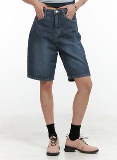 slim-fit-bermuda-jorts-cl405 / Blue Blue Straight Leg Jean Shorts For Everyday, Everyday Blue Straight Leg Jean Shorts, Casual Straight Leg Denim Blue Jean Shorts, Casual Blue Denim Jean Shorts, Casual High Rise Blue Jean Shorts, Casual High-rise Blue Jean Shorts, Classic Blue Jean Shorts For Spring, Casual Short Length Bottoms For School, Casual Short Bottoms For School