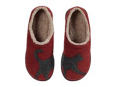 L.L.Bean Daybreak Scuffs Motif - Women's Slippers : Deepest Red/Charcoal Cat : Calling all lovers of dogs and cozy clogs! The L.L.Bean Daybreak Scuffs Motif are just for you. Clog-style upper is crafted from wool. Wool-clog-style upper features a high-pile fleece sock liner for warmth and comfort. Anti-slip rubber soles make these shoes perfect for lounging around the house or running a errands around town. Slip-on style. Imported. Measurements: Weight: 6 oz Product measurements were taken using size 6, width B - Medium. Please note that measurements may vary by size. Cozy Winter Clogs With Rubber Sole, Cozy Winter Indoor Clogs, Cozy Indoor Winter Clogs, Back To University, Wool Clogs, Cat Slippers, Clog Style, Fleece Socks, Dr Shoes