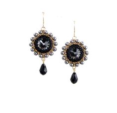 I created this black drop crystal earring by hand, using Swarovski Rivoli, Swarovski pearls, Swarovski drop, Miyuki round seed beads, Miyuki Delica beads and 14k gold-filled ear-wire * Measurements: Earring length: 1.96" (5cm) Earring diameter: 0.78" (2cm) * The earrings will come beautifully packaged as a gift. * For other Dangle earrings: https://www.etsy.com/il-en/shop/LioraBJewelry?ref=listing-shop-header-item-count&section_id=16311270 * my shop: https://www.etsy.com/shop/LioraBJewelry * Sho Elegant Beaded Earrings With Bead Caps, Black Beaded Drop Earrings, Elegant Black Beaded Dangle Earrings, Elegant Black Beaded Drop Earrings, Elegant Black Bead Drop Earrings, Elegant Teardrop Black Bead Earrings, Elegant Black Beaded Earrings As Gift, Black Pearl Drop Earrings For Evening, Elegant Black Beaded Teardrop Earrings