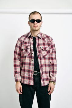 "Vintage plaid men's soft and warm flannel shirt in red multi colour. Size - M (43-44). Model is 187 cm / 6ft 1.6\" tall and usually wears size L. Quite good vintage condition. All orders are shipped every day Worldwide from EU. Safe registered standard delivery Worldwide with courier and tracking number. You can also choose super fast 1-4 days DHL Express delivery. Just choose shipping upgrade in your cart.❗️Don't forget to write your phone number. It will be used only for delivery. SHIPPING TI Vintage Shirt For Fall Streetwear, Vintage Long Sleeve Flannel Shirt For Streetwear, Retro Streetwear Shirt For Fall, Vintage Flannel Shirt For Streetwear, Vintage Plaid Shirt For Streetwear, Vintage Flannel Shirt For Streetwear In Fall, Vintage Cotton Flannel Shirt For Streetwear, Vintage Relaxed Fit Flannel Shirt For Winter, Retro Long Sleeve Winter Shirt