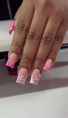 Pink And Silver Nails Acrylic Short, Pink Freestyle Acrylic Nails Short, Pink Short Acrylic Nails With Diamonds, Cute Short Nail Sets Pink, Short Nail Set Pink French Tip, Makeup Nails Designs, Gel Toe Nails, Work Nails