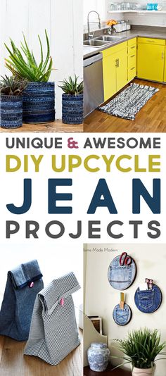 unique and awesome diy upcycling jean projects for the home or office