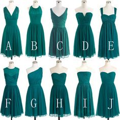 different types of dresses on mannequins with the letters abcd and h