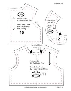 the front and back view of a sewing pattern for a vest with an attached collar