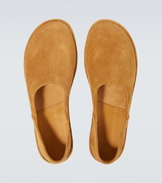 Elegant Brown Suede Slip-ons, Suede Low-top Slip-ons With Removable Insole, Brown Suede Plain Toe Slip-ons, Mens Brown Loafers, Orange Suede Slip-on Loafers, Brown Suede Slip-on Slippers, Brown Shoes Men, Brown Loafers, Round Toe Shoes