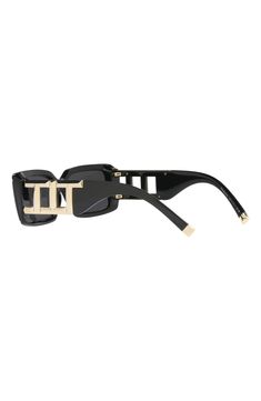 These sophisticated rectangular sunglasses are accented with sculpted logo hardware at the temples for a perfectly polished look. 62mm lens width; 17mm bridge width; 140mm temple length 100% UV protection Acetate Made in Italy Elegant Square Frame Shield Sunglasses For Formal Occasions, Elegant Square Frame Shield Sunglasses For Formal Events, Modern Rectangular Sunglasses For Evening, Elegant Formal Square Frame Shield Sunglasses, Luxury Square Frame Shield Sunglasses For Formal Occasions, Elegant Rectangular Shield Sunglasses With Uva Protection, Luxury Square-frame Shield Sunglasses For Formal Occasions, Trendy Square Frame Shield Sunglasses For Formal, Trendy Square Frame Shield Sunglasses For Formal Occasions