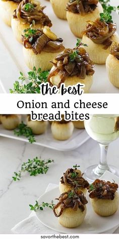 Yummy! ​ ​ ​This appetizer recipe for savory French Onion-Gruyere Mini Boules is a take-off from the classic French onion soup. ​ ​ ​You will enjoy the taste of French Onion Soup with these caramelized onions, fresh thyme and creamy gruyere cheese. ​ ​ ​ ​Each bite-size bomb will fill your mouth with savory, creamy goodness.