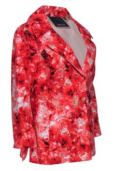 Rock some fab florals to the office with this bright and bubbly blazer from Carlisle! Created in a soft cotton blend with a colorful floral print, this lovely layer is a must-have for boss ladies in springtime. You'll be sure to stand out at your next big meeting or networking event when you pair this beauty with a ruffled blouse and sleek slacks. Size 8 Shell: 86% Cotton, 14% Silk Lining: 100% Acetate Front snap-up closure Lined Collared neckline Allover floral print Slits on sides of hem Shoul Elegant Multicolor Spring Blazer, Spring Party Blazer With Floral Print, Spring Floral Print Blazer For Work, Floral Print Long Sleeve Blazer For Party, Elegant Floral Print Blazer For Spring, Formal Fall Floral Print Blazer, Long Sleeve Floral Print Blazer For Party, Floral Print Cotton Blazer For Work, Summer Floral Print Blazer For Work