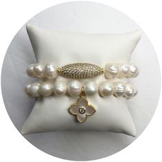 Freshwater Pearls Color Stax Includes: - Freshwater Pearls with Mother of Pearl Pointed Clover - Freshwater Pearls with Pavé Gold Dome Pantone Fall, Italian Chic, Secret Garden Colouring, Marble Accessories, Safari Chic, Custom Charm Necklaces, Sunglasses Strap, Paris Chic, Pearl Shop