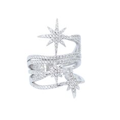 Diamond CZ Star Style Ring, Diamond CZ Statement Ring, Cubic Zirconia Ring, Intertwined Ring, Statement Ring, Trendy Jewellery, Star Ring Product Details : Material : 925 Sterling Silver White Gold Rhodium (Plating) Gemstone: Cubic Zirconia Ring size : 7 US Style : Wedding ring Ring Weight : 6.250 gram approx (Depends on ring size) Outer width : [Top] 29mm approx All the designs are crafted by londonjewellers, its our original designs and mostly of them are ready in the stock, we are using Pure 925 (Stamped) Sterling Silver with Gemstones, our jewelry designs are Handmade. We are adding new creative designs in our shop regularly, for new handmade stuff please visit our shop : https://www.etsy.com/in-en/shop/londonjewellers?ref=shop_sugg We always try to provide the best quality of jewels & Ring Concierge, Necklace Length Guide, Bracelet Size Chart, Diamond Huggies, Diamond Heart Ring, Tiny Diamond, Star Ring, Engagement Ring Wedding Band, Custom Engagement Ring