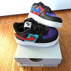 Nwt + Box Really Trendy Airforce 1 Multi Color Toddler Size 6. Gender Neutral. Toddler Nikes Shoes, Nike Air Force 1 Purple With Round Toe, Sporty Purple School Sneakers, Purple Low-top Sneakers For School, Purple High-top Sneakers For School, Casual Nike Air Force 1 In Purple, Custom Nike Airforce 1 Kids, Baby Air Force Ones, Purple Nike Air Force 1 Sporty Shoes