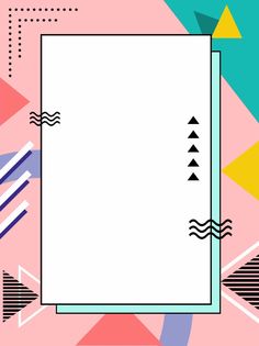 an abstract background with geometric shapes and lines on pink, blue, green, yellow and white