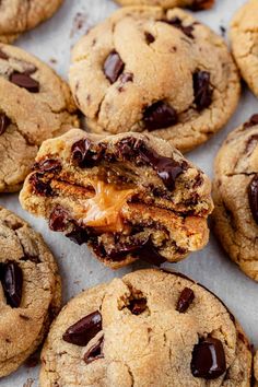 chocolate chip cookies with peanut butter on top