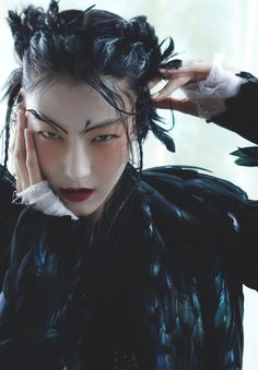 somethingvain:  Ji Hye Park in Noir Et Blanc for Vogue Korea January 2013 Gothic Couture, Kubo And The Two Strings, Wedding Gothic, Real Techniques Brushes, Creation Photo, Editorial Inspiration, Smoky Eyes, Estilo Punk, Vogue Korea